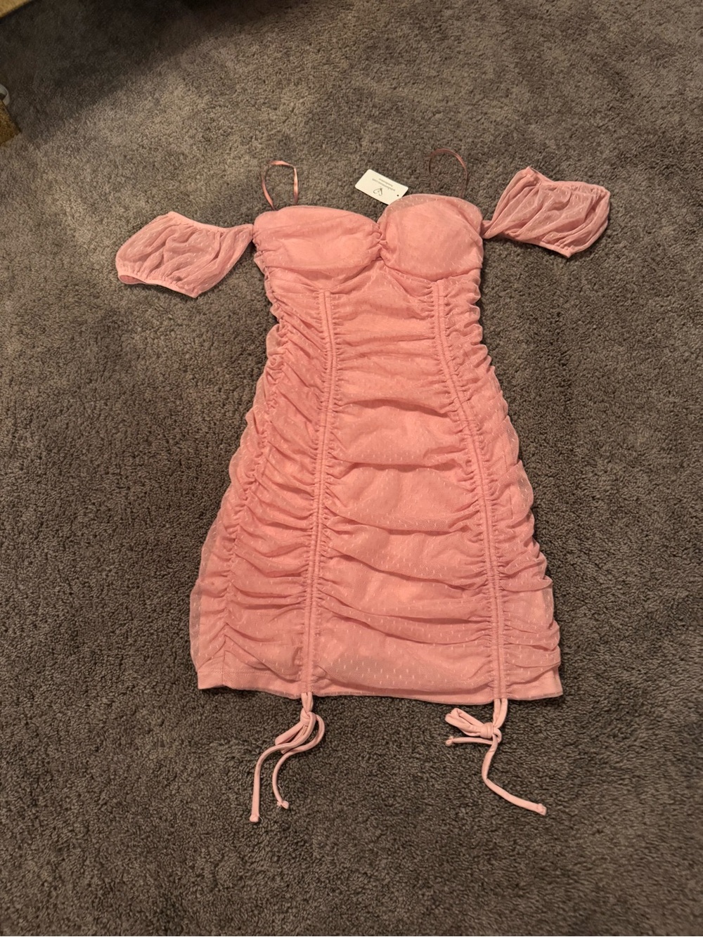 Windsor Blush Pink Ruched Off-Shoulder Mini Dress